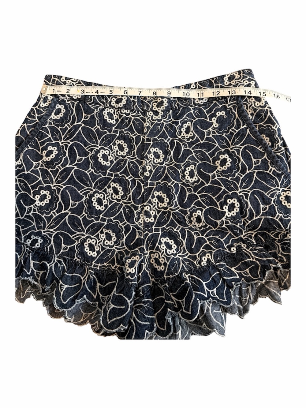 MAEVE by Anthropologie Navy Floral Lace-Trim Skort size 10 - Picture 3 of 5